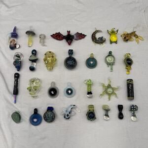 Huge Heady Art Glass Pendant Collection Lot Of 29 Pieces Hippie Heady Custom 1/1